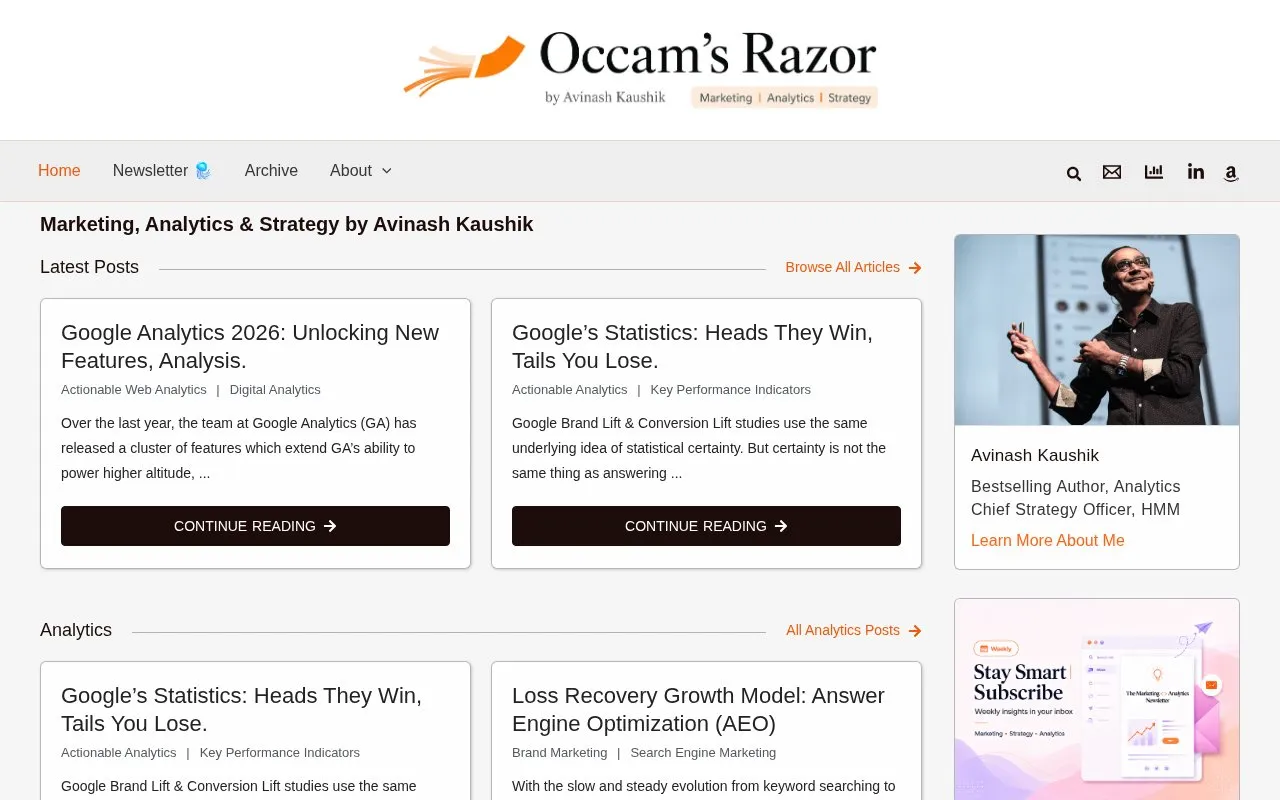 Occam's Razor homepage screenshot