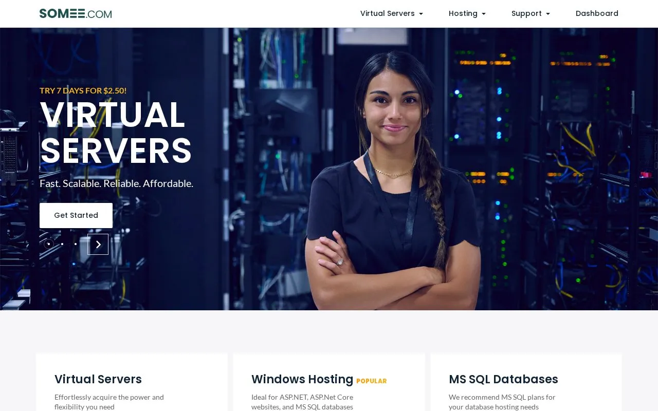 Somee.com homepage screenshot