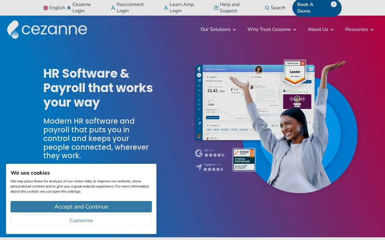 Cezanne HR homepage screenshot