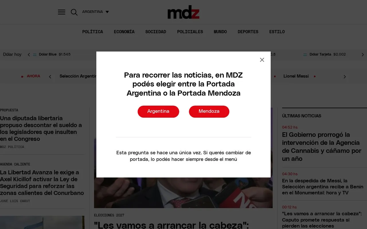 MDZ Online homepage screenshot