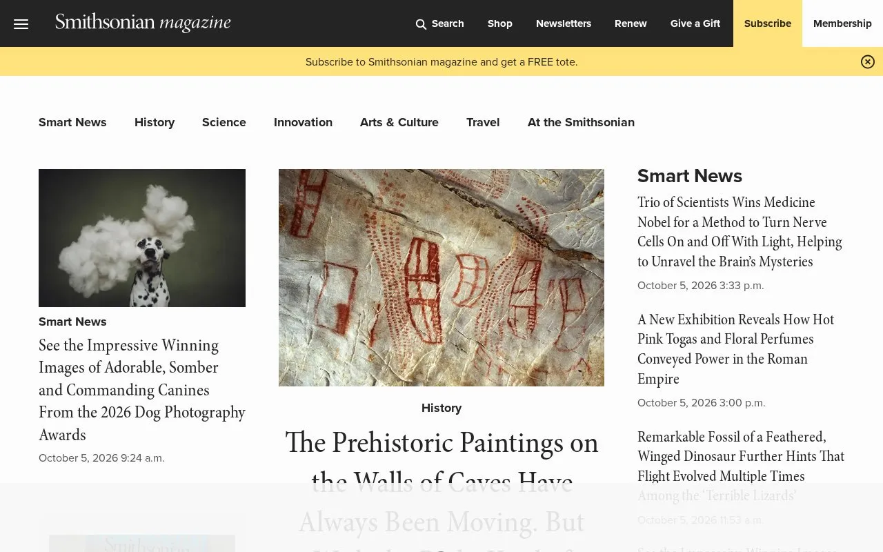 Smithsonian Magazine homepage screenshot