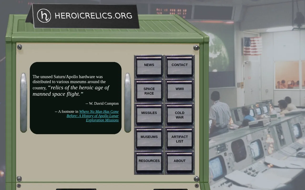 HeroicRelics homepage screenshot