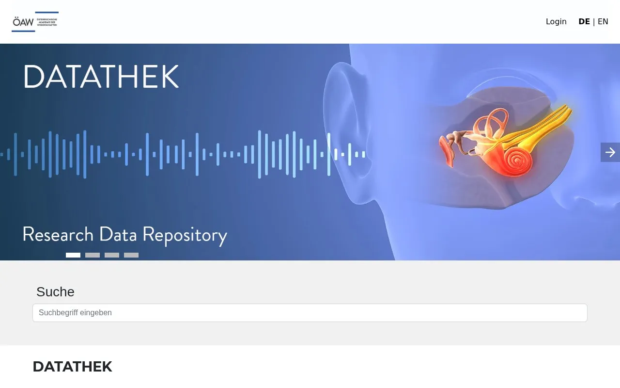 Datathek homepage screenshot
