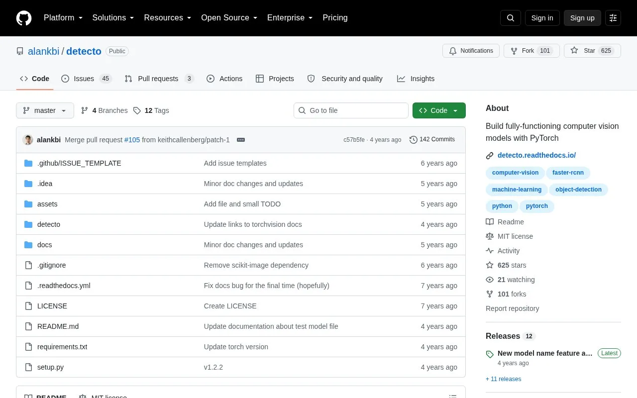 Detecto homepage screenshot