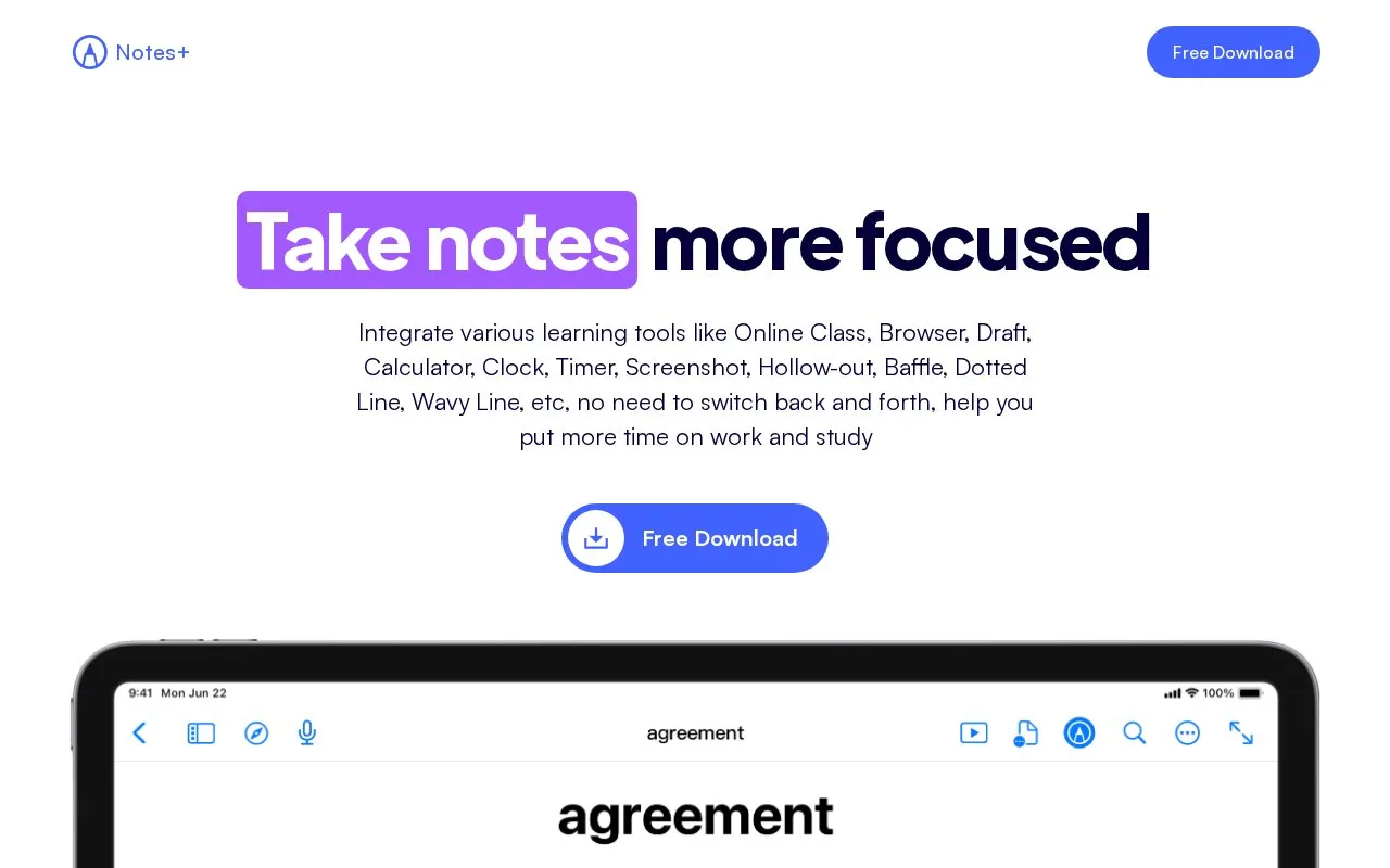 NotesPlus homepage screenshot