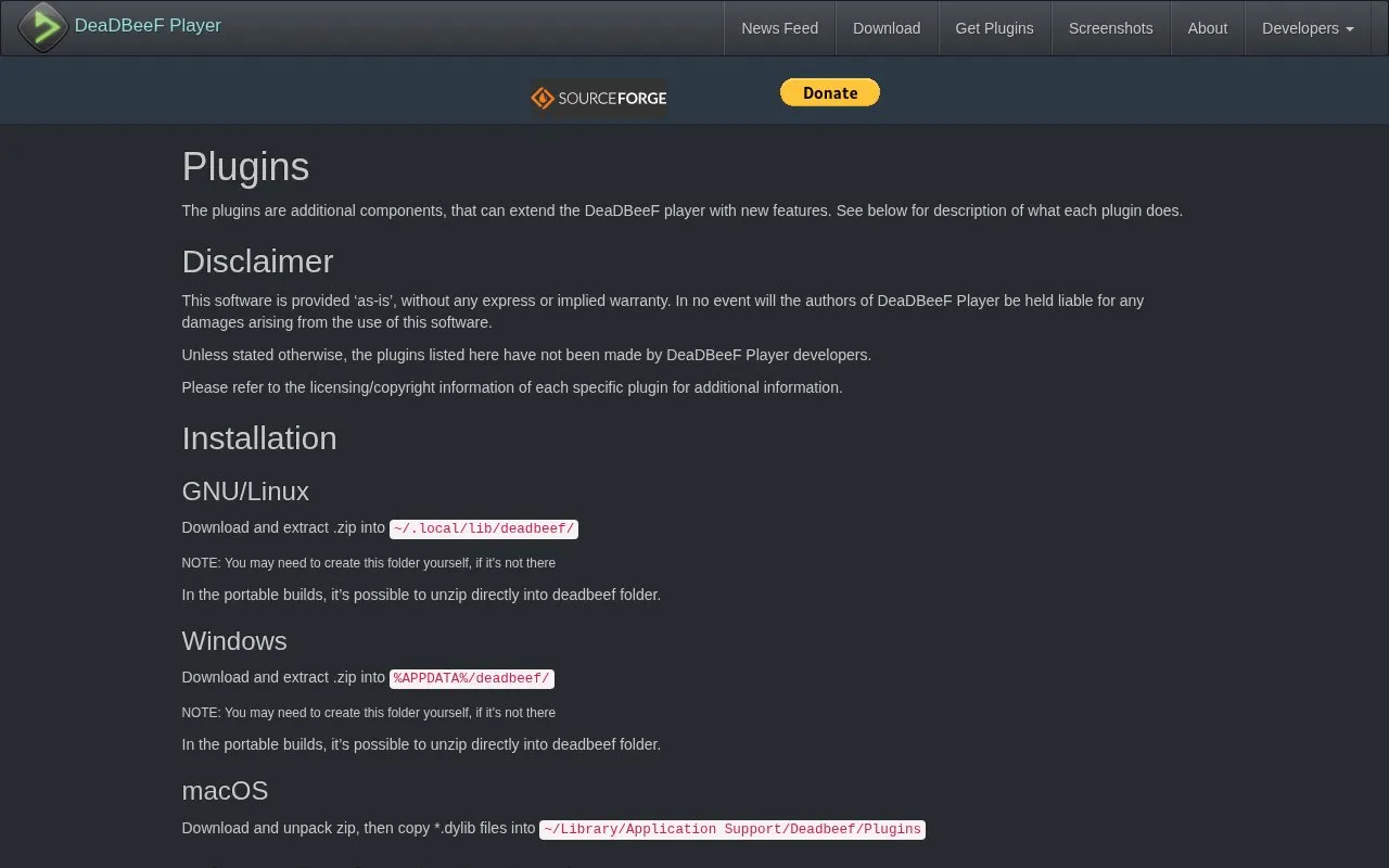 Plugins homepage screenshot