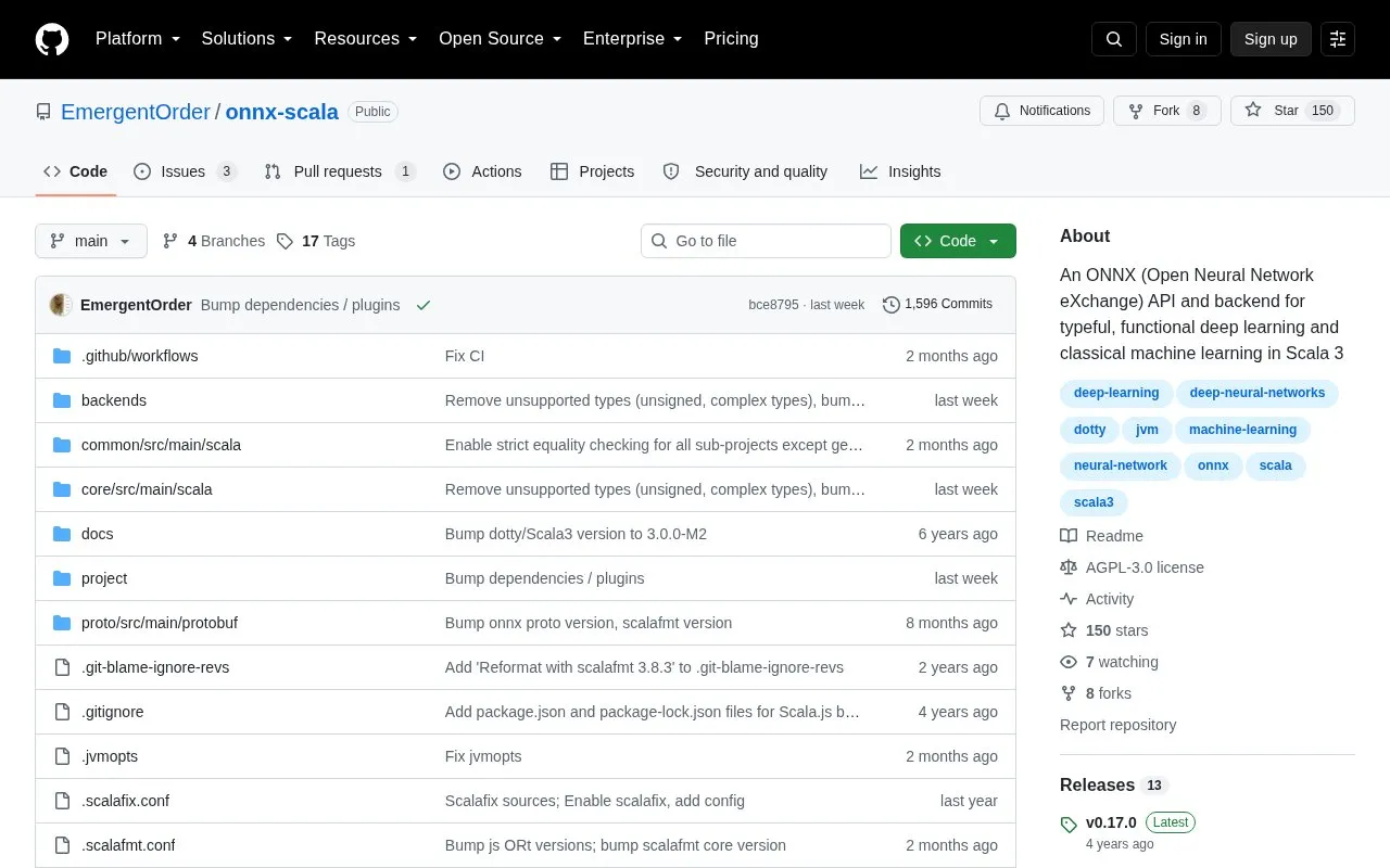 ONNX-Scala homepage screenshot
