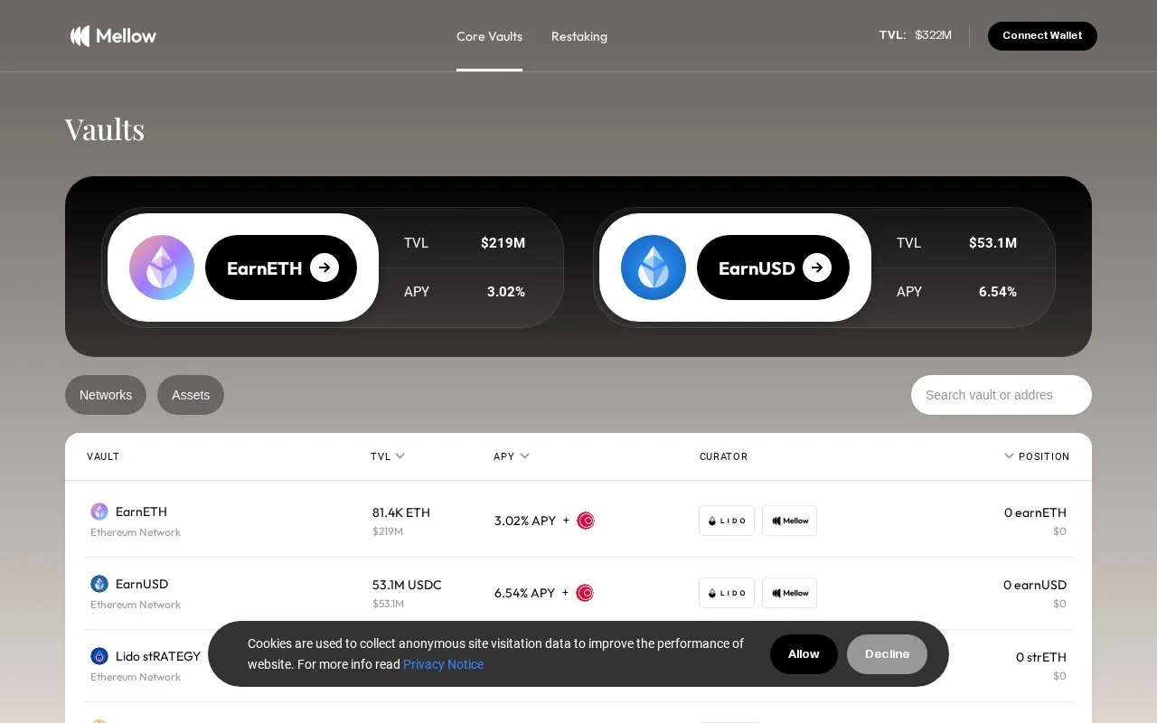 Mellow Core homepage screenshot