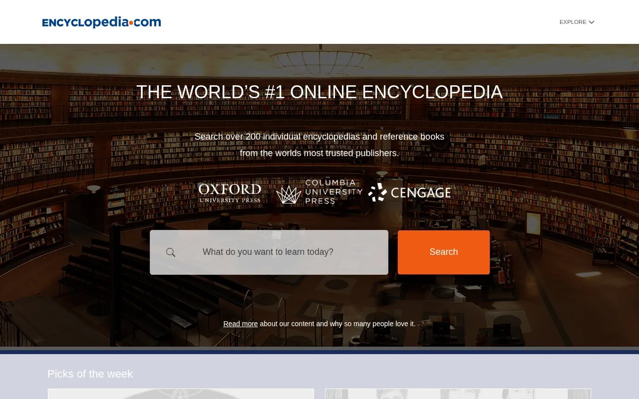 Encyclopedia homepage screenshot