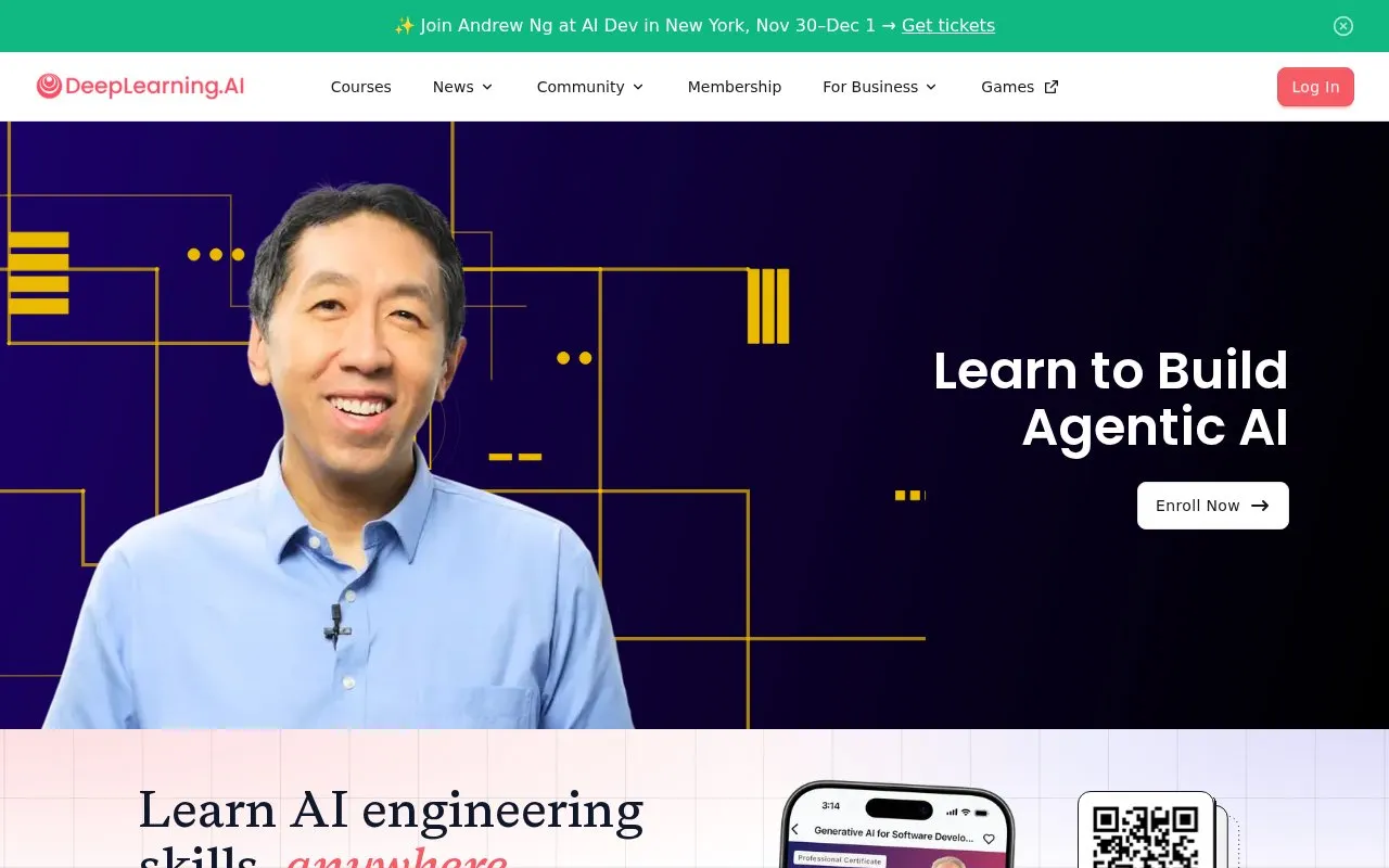 DeepLearning.ai homepage screenshot