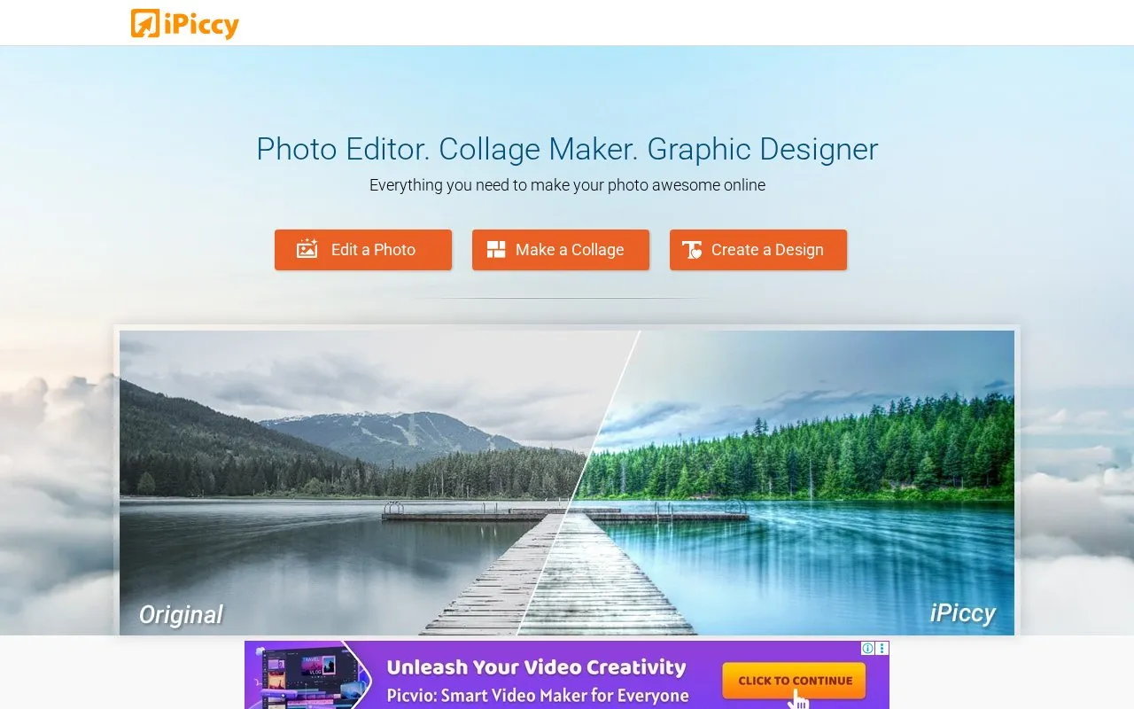 iPiccy homepage screenshot