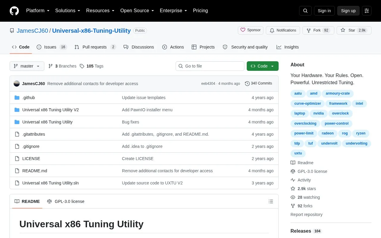 AMD-APU-Tuning-Utility homepage screenshot