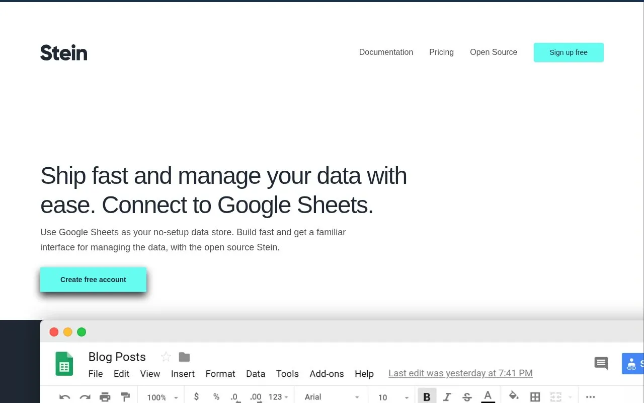 Stein homepage screenshot