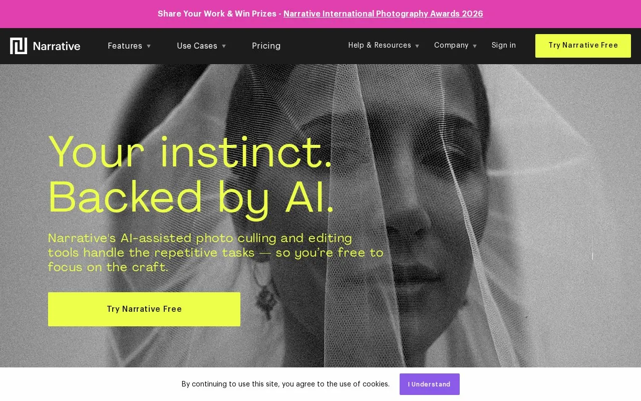 narrative homepage screenshot