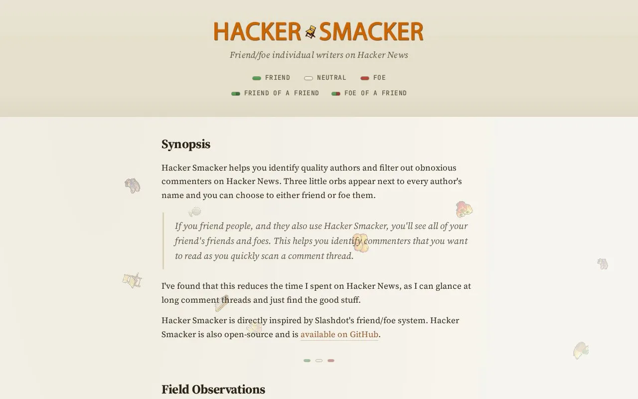 Hacker Smacker homepage screenshot