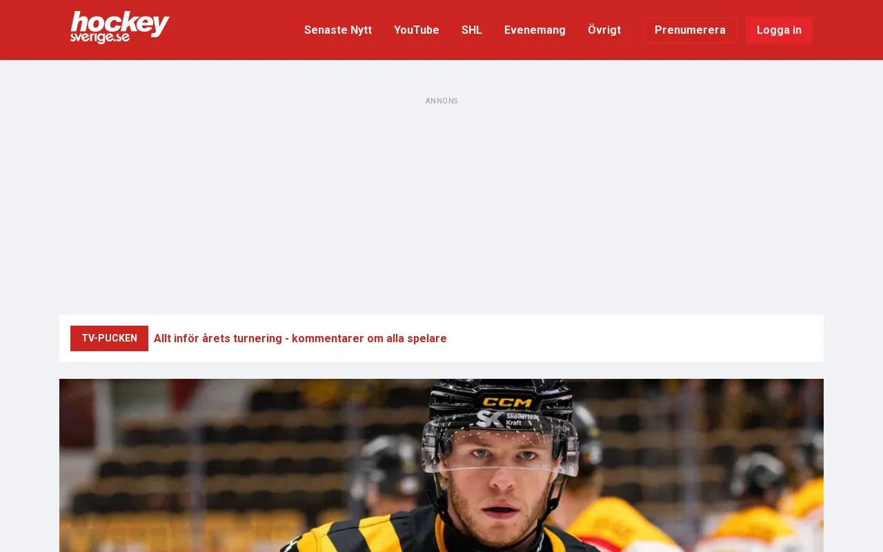 Hockeysverige homepage screenshot
