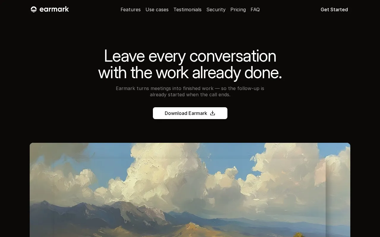 Earmark homepage screenshot