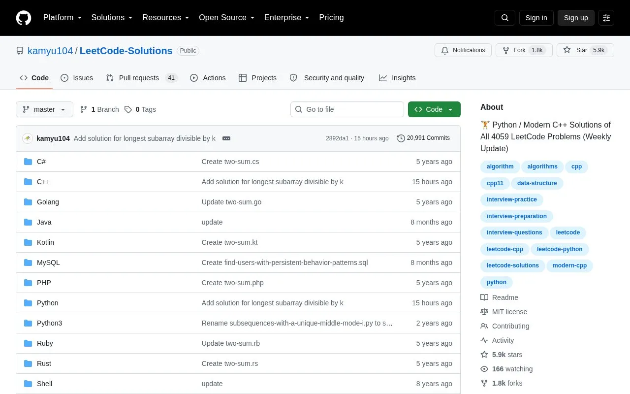 Solutions homepage screenshot