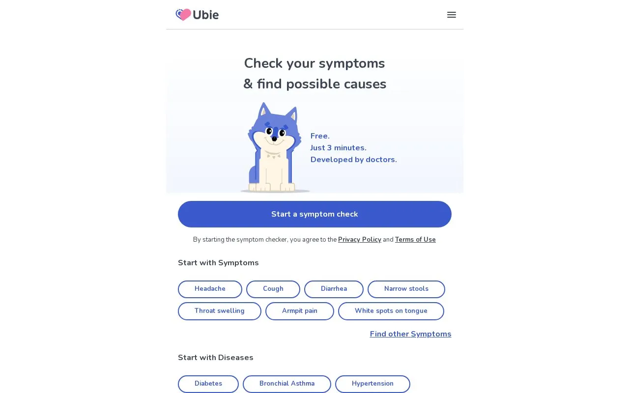 Ubie AI homepage screenshot