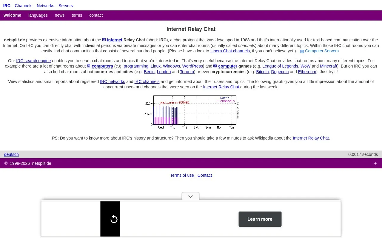 NetSplit homepage screenshot