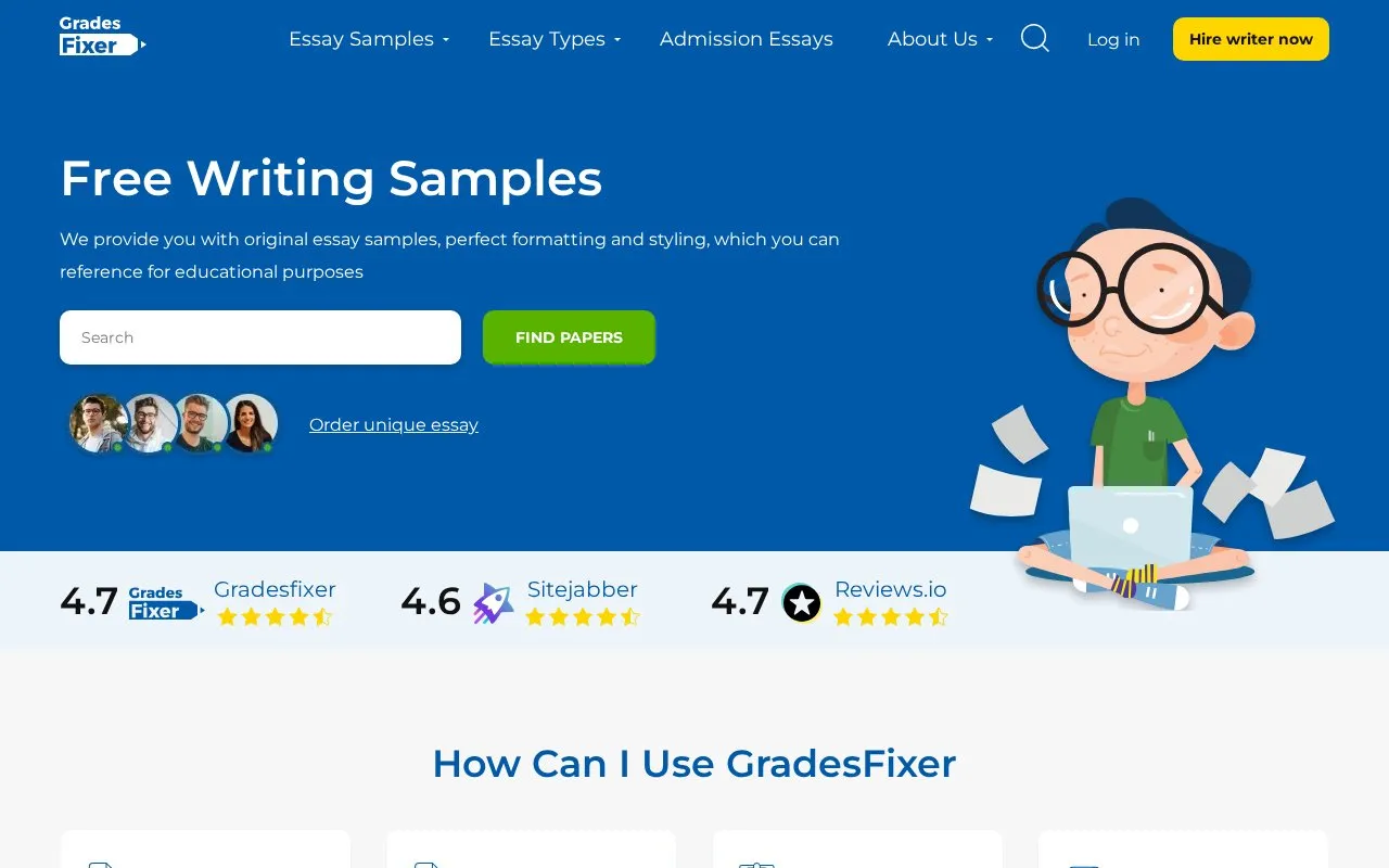 GradesFixer homepage screenshot
