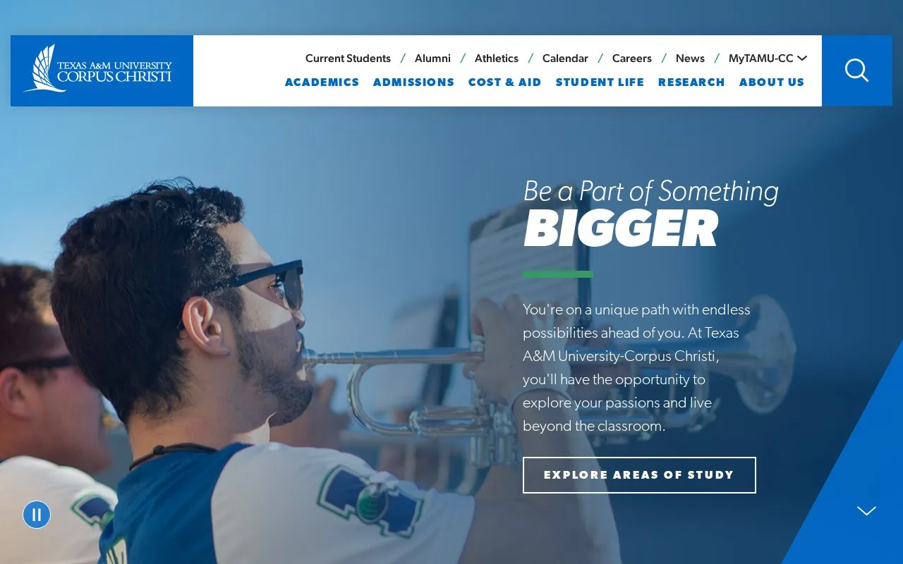 Texas A&M University-Corpus Christi homepage screenshot