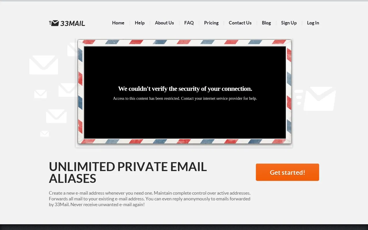 33mail homepage screenshot