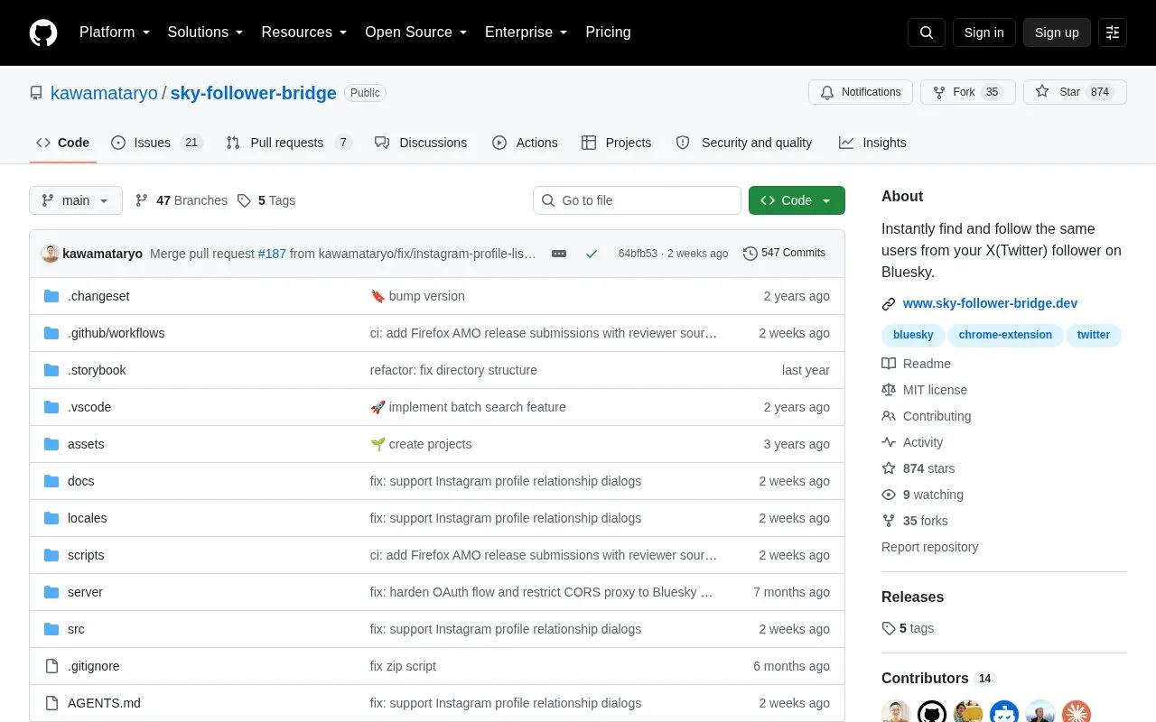 Follower Bridge homepage screenshot