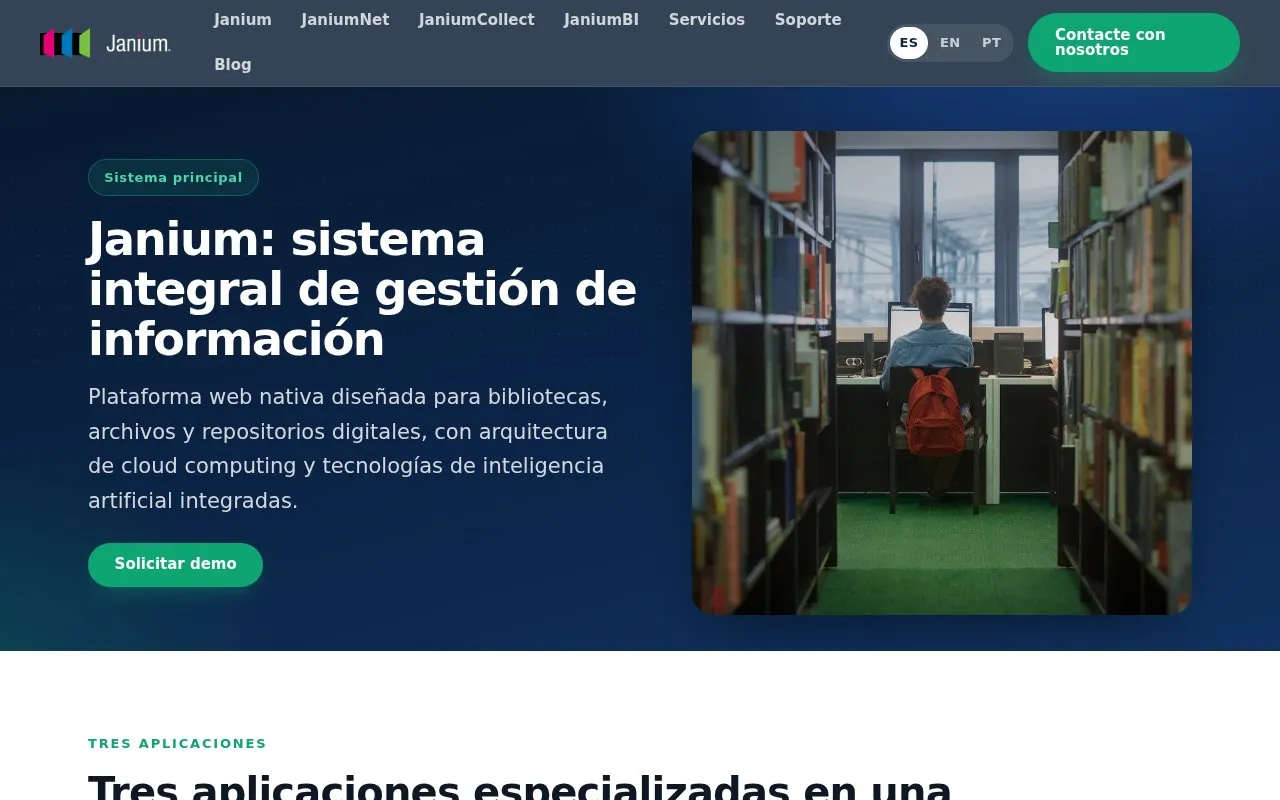 Janium homepage screenshot