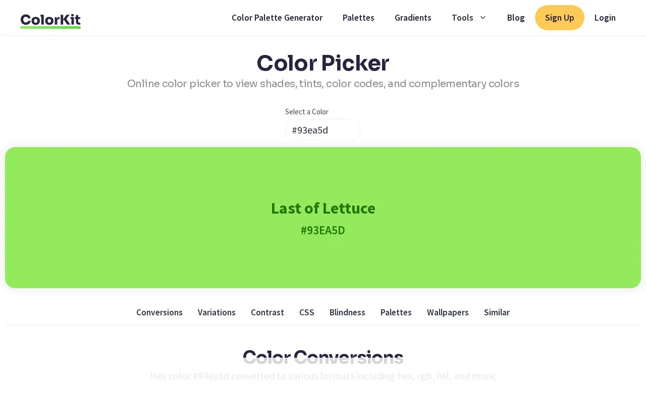 ColorKit's Color Picker homepage screenshot