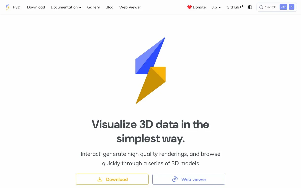 F3D homepage screenshot