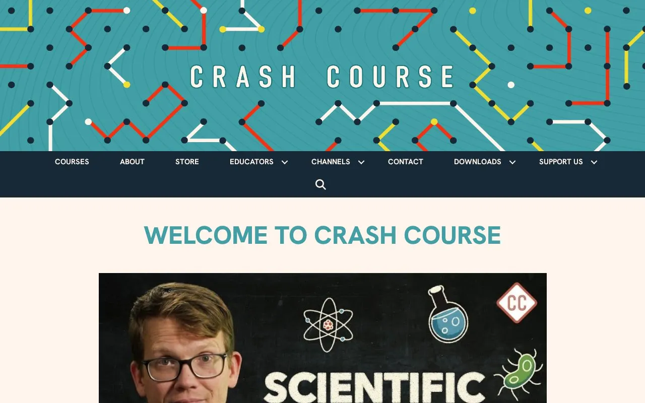 Crash Course homepage screenshot