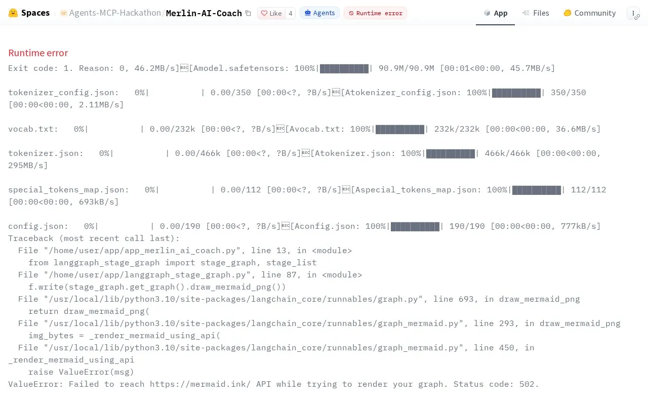 Merlin AI Coach homepage screenshot