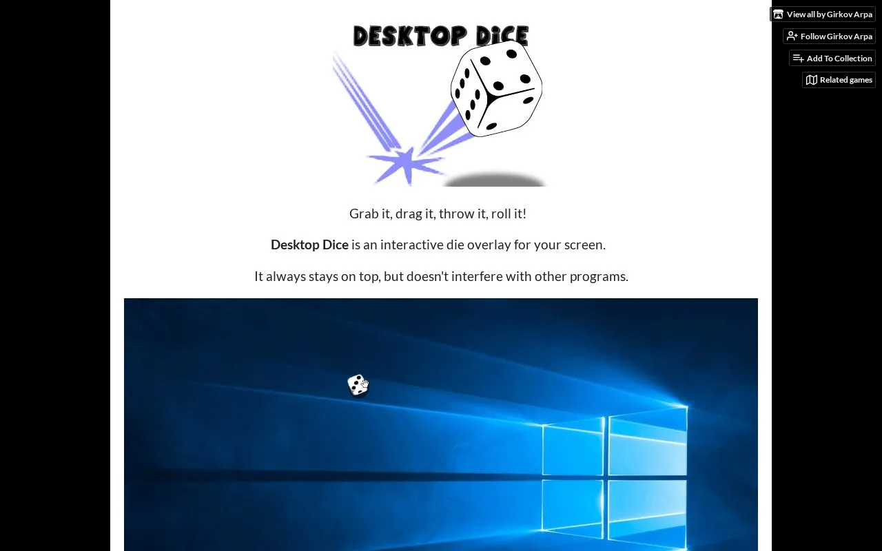 Desktop Dice homepage screenshot