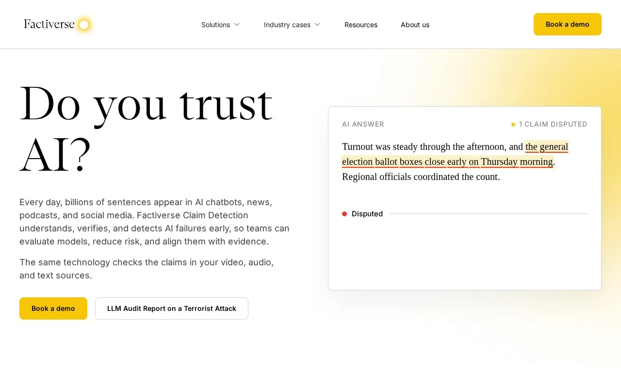 Factiverse homepage screenshot
