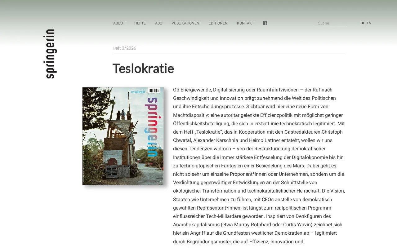 Springerin homepage screenshot