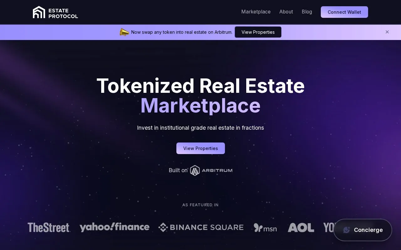 Estate Protocol homepage screenshot