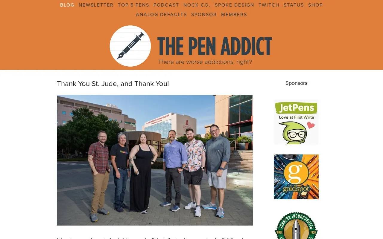 Pen Addict homepage screenshot