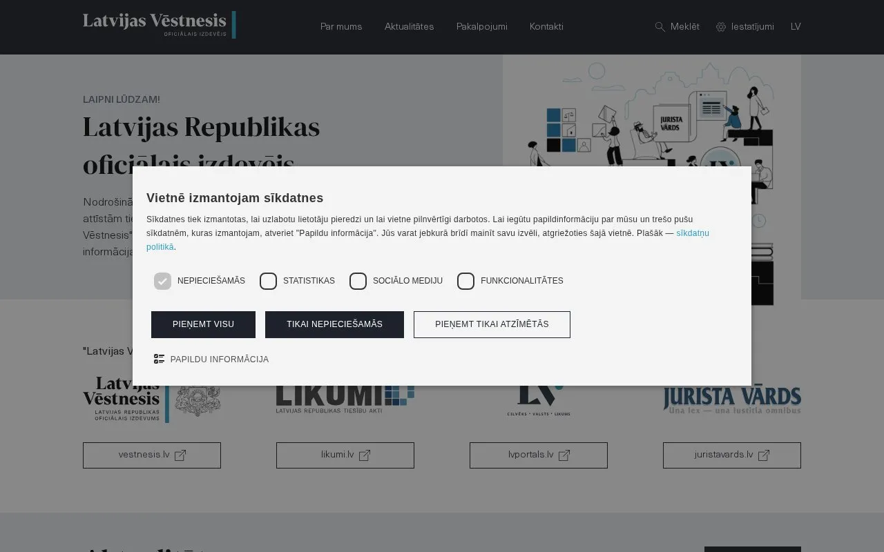 Latvijas Vēstnesis homepage screenshot