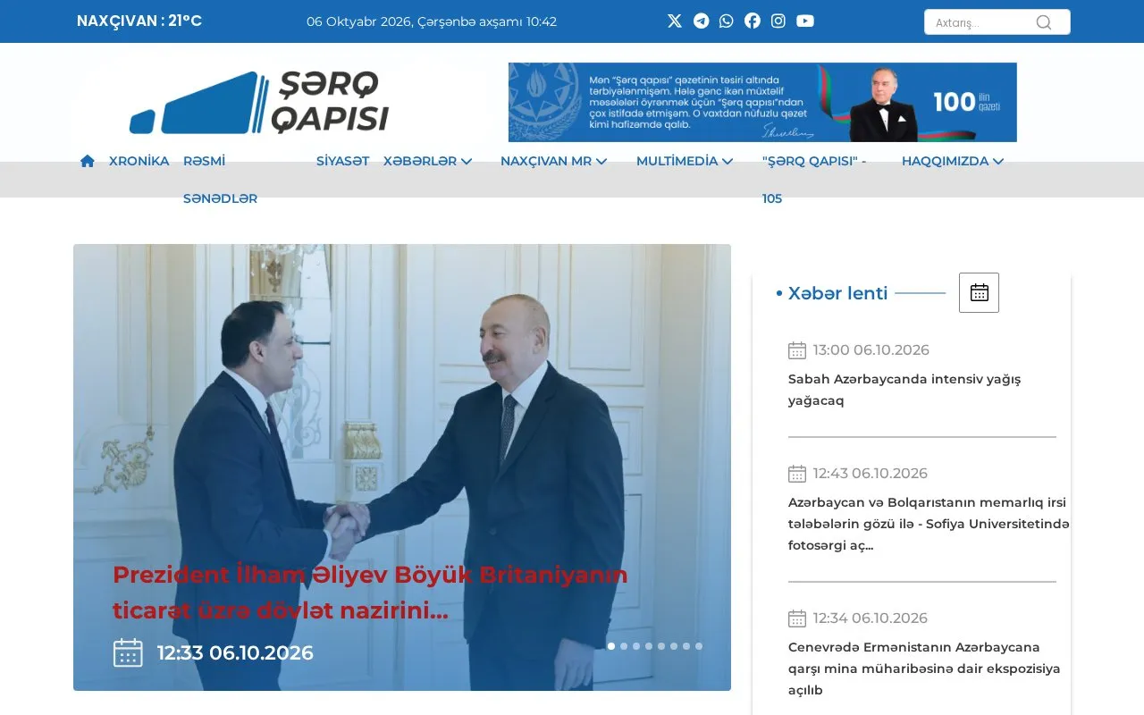 Şərq qapısı homepage screenshot