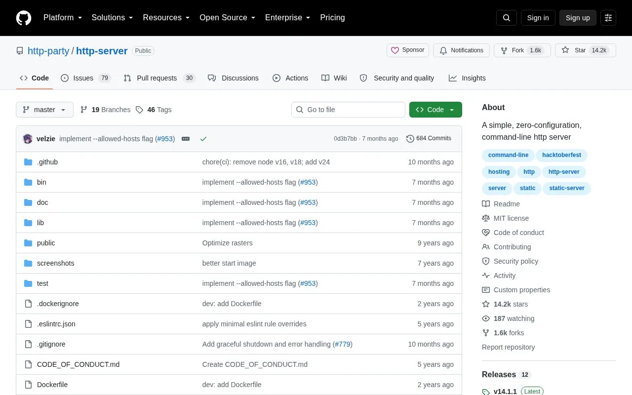 http-server homepage screenshot