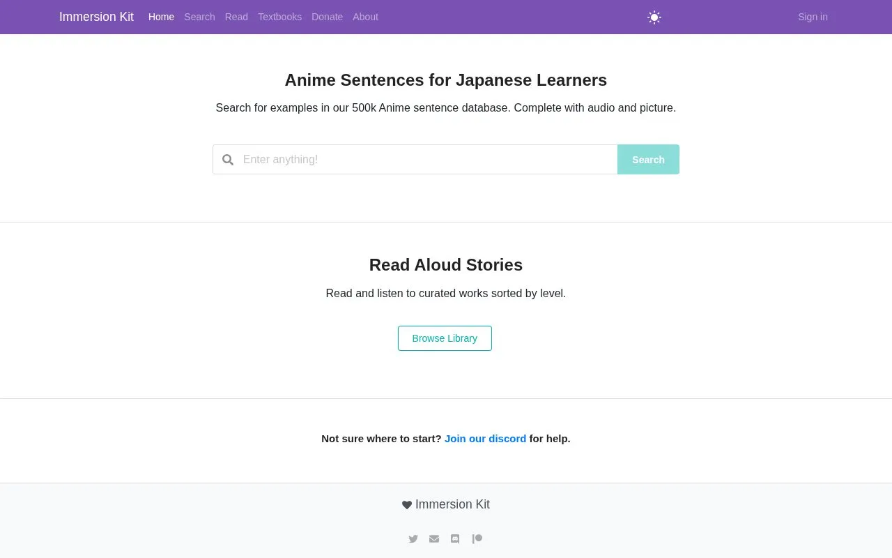 Immersion Kit homepage screenshot