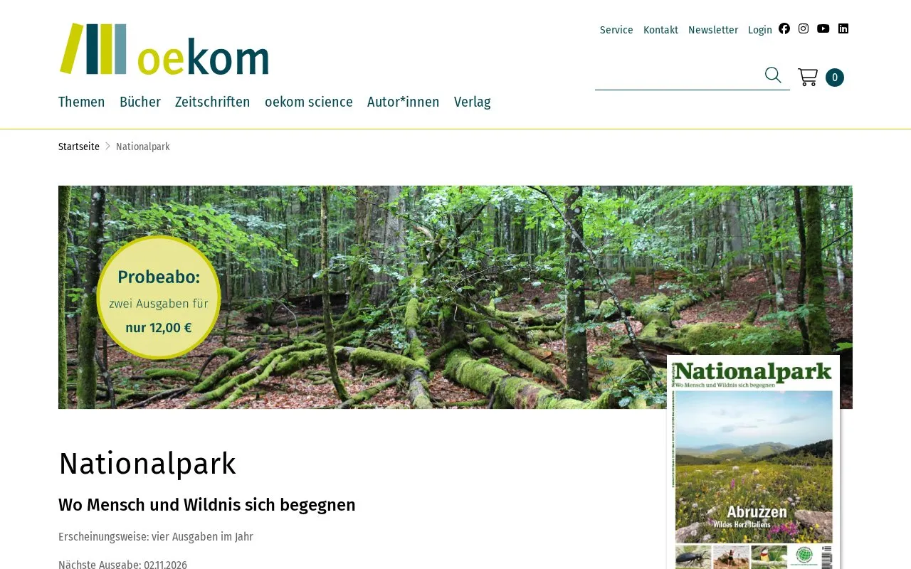 Nationalpark homepage screenshot