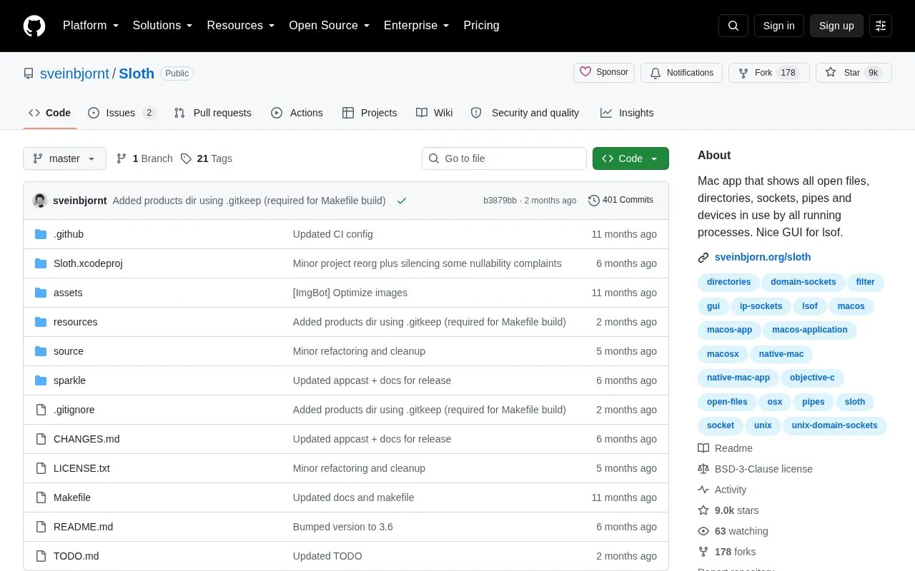 Sloth homepage screenshot