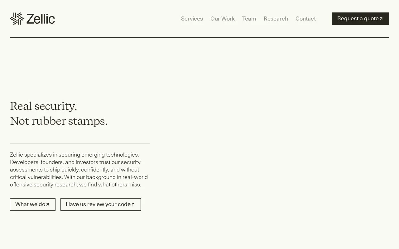 Zellic homepage screenshot