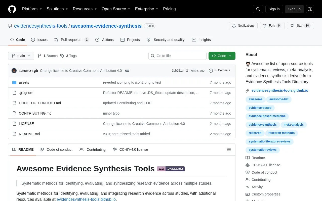 Awesome Evidence Synthesis homepage screenshot