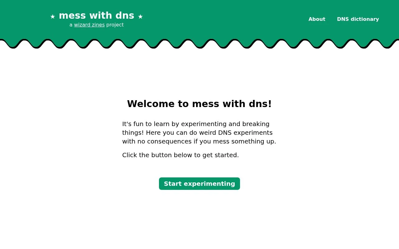 mess with dns homepage screenshot