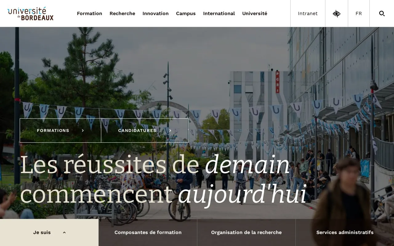 Université de Bordeaux homepage screenshot