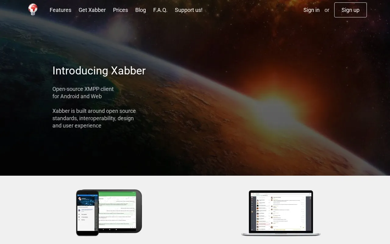 xabber homepage screenshot