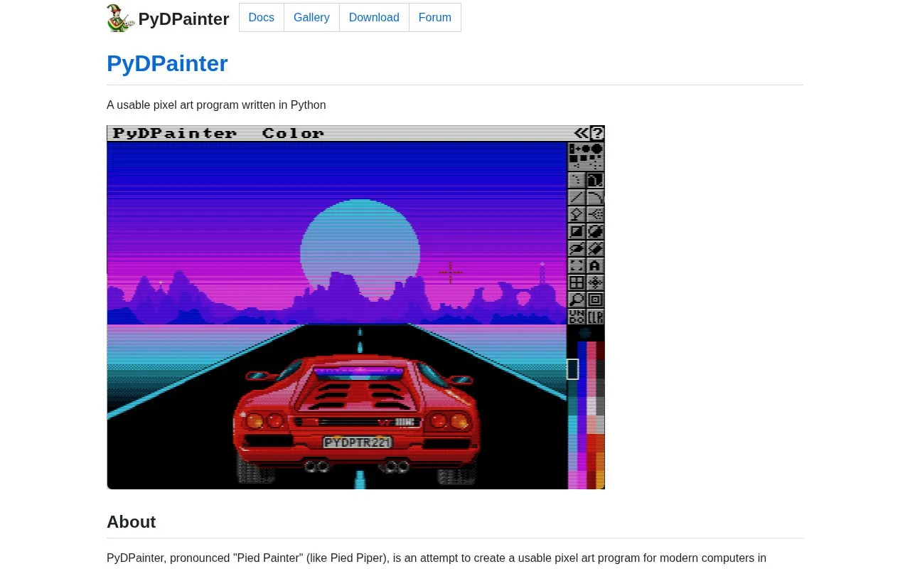 PyDPainter homepage screenshot